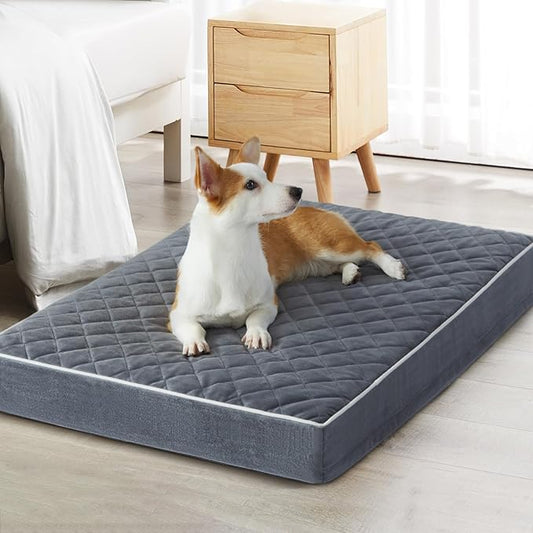 WNPETHOME Orthopedic Dog Beds for Large Dogs, Extra Large Waterproof Dog Bed with Removable Washable Cover & Anti-Slip Bottom, Egg Crate Foam Pet Bed Mat