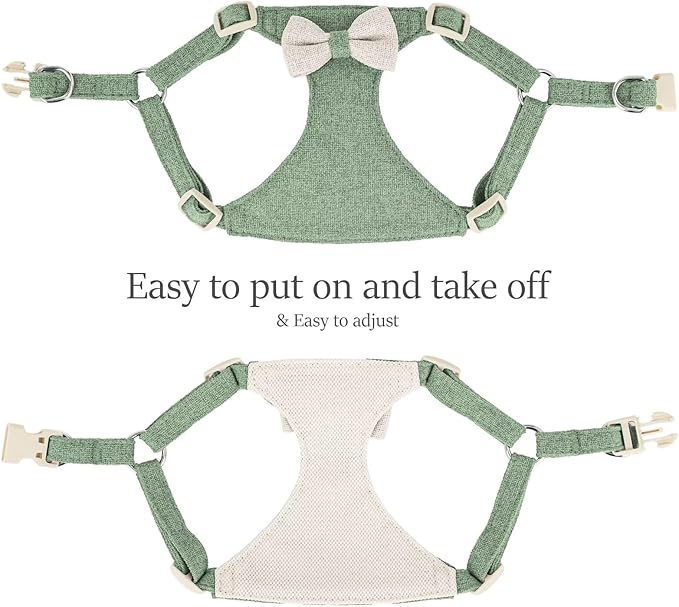 Didog Small Dog Harness Collar and Leash Set, Adjustable Lightweight Vest Harness with Cotton Soft Mesh for Small Dogs, Cats (Green, S)