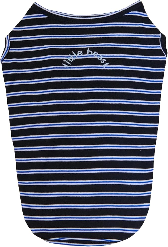 Little Beast Sleeveless Shirts for Dogs/Cats, Tank Tops for Dogs/Cats - for Small, Medium, Large Dogs/Cats (Black/Blue, XX-Small)