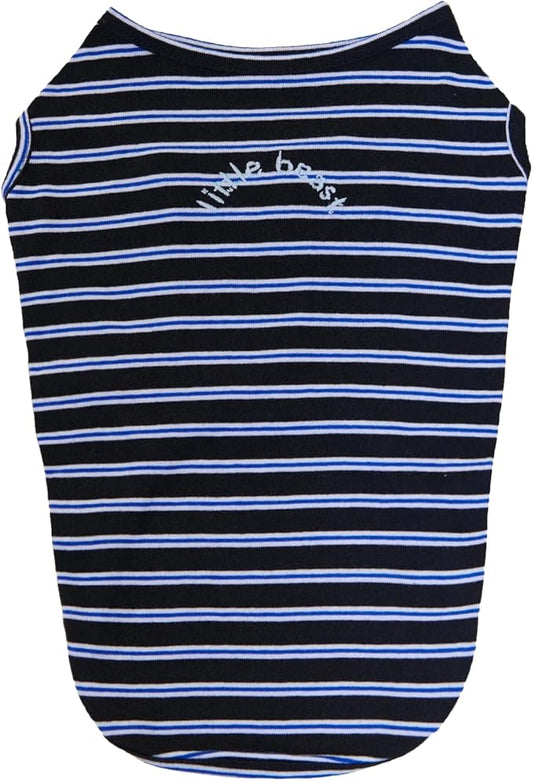 Little Beast Sleeveless Shirts for Dogs/Cats, Tank Tops for Dogs/Cats - for Small, Medium, Large Dogs/Cats (Black/Blue, XX-Small)