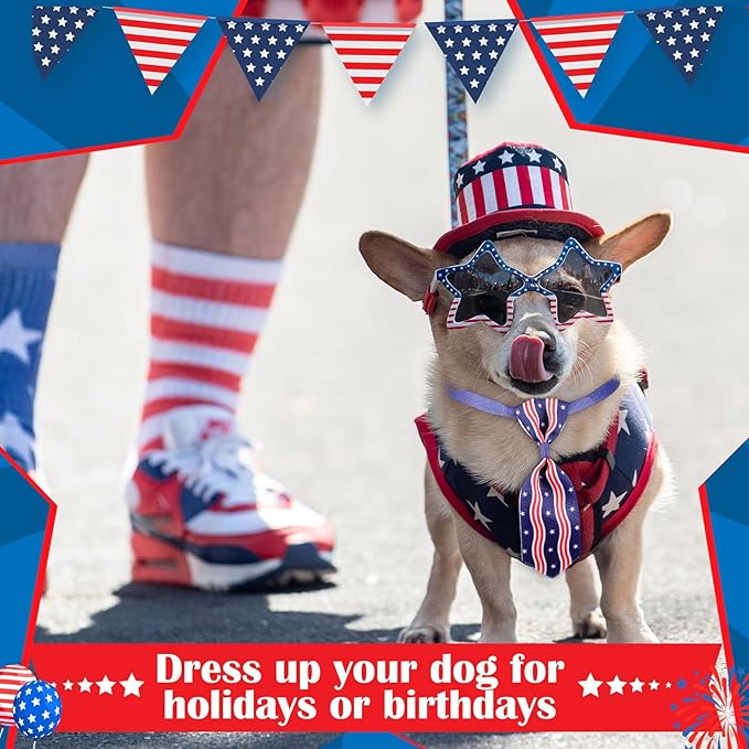 72 Pcs Dog Bandanas Tie Set 4th of July Independence Patriotic Bulks Pet Scarves with American Flag Pattern Adjustable Cute Dog Triangle Scarfs Neck Tie for Holiday Birthday Accessories