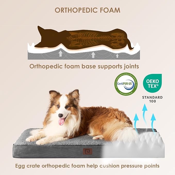 EHEYCIGA Orthopedic Medium Dog Beds for Small Dogs with Removable Washable Cover for Crate, Grey, 30x20