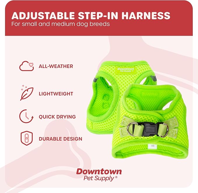 Downtown Pet Supply Step in Dog Harness No Pull, X-Large, Atomic Yellow - Adjustable Harness with Padded Mesh Fabric and Reflective Trim - Buckle Strap Harness for Dogs