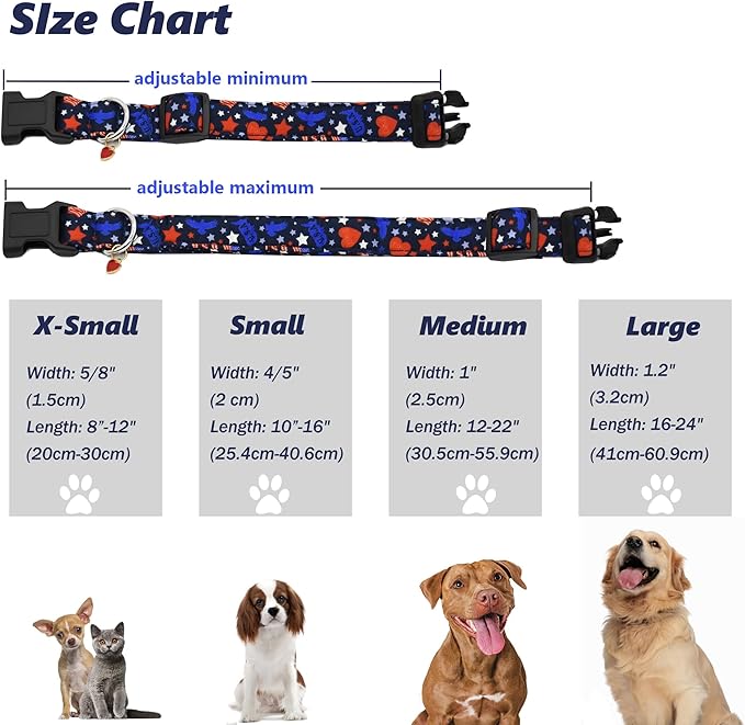 Bubblepup Dog Collar, Adjustable Dog Collar for Small Medium Large Dogs with Soft Cotton & Quick-Release Buckle