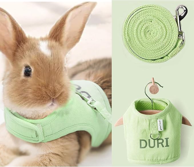MANON ROSA Rabbit Harness and Leash Set - Escape-Proof Adjustable Vest Harness for Dwarf Bunnies, Soft Padded Conejos Collar with Safety Buckle, Small Animal Walking Accessories