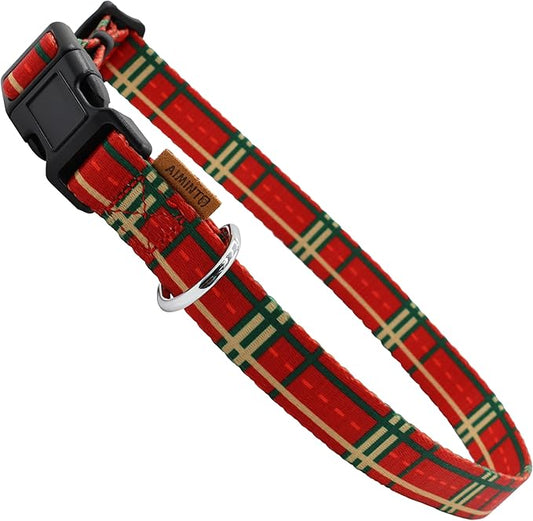 Dog Collar, Cute Stripe Pattern, Soft and Adjustable Collar with Quick Release Buckle (L (Neck 16-28", Width 1"), Stripe Red)