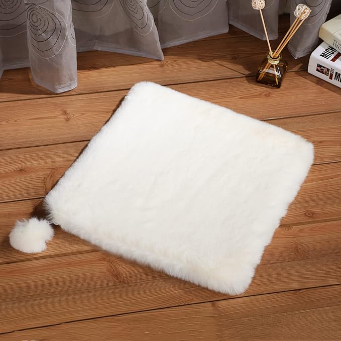 SHENGOCASE 2-Pack 13.8" x13.8" Faux Rabbit Fur Cat Dog Bed Cushion Pad Mat, Cat Tree Tower Replacement Cushion Pad for Window Perch Carrier House Cage Crate Kennel Furniture