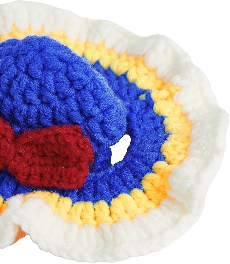 QWINEE Cartoon Princess Design Knit Cute Dog Hat Soft Cat Hat Rabbit Hat Halloween Christmas Party Costume Head Wear Accessories for Puppy Cat Kitten Small Dogs Small Animals Dark Blue M