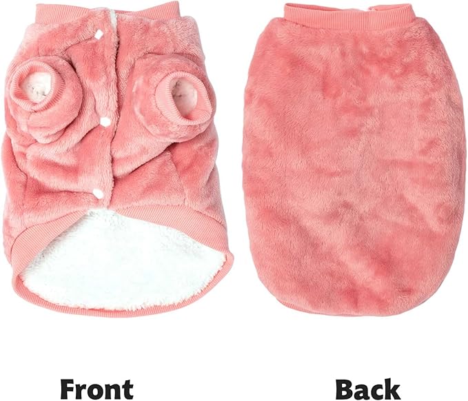 FabriCastle Dog Sweater, Small Dog Clothes for Female Dogs Girl & Cats, Soft and Warm Pet Coat, Winter Pet Jacket, Doggy Apparel Costumes, Fleece Female Puppy Outfits Snap On (Pink Rose, X-Small)