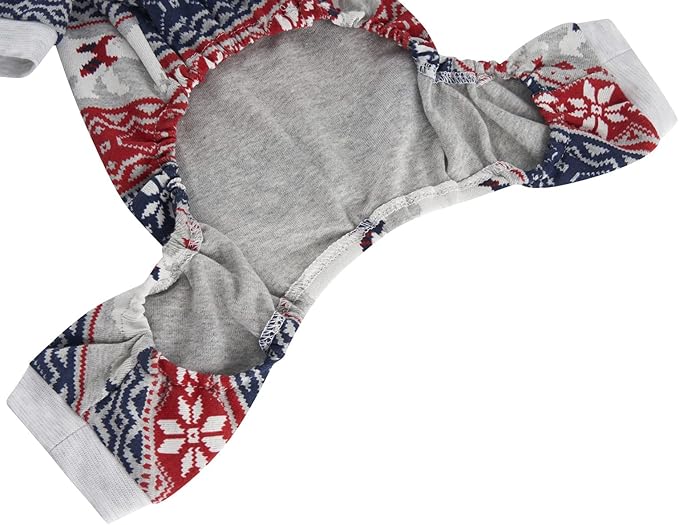 Lanyarco Bear Snowflake Ugly Dog Christmas Clothes, Holiday Xmas Large Dogs Pajamas Onesie PJS, Cotton Back 23" Xlarge