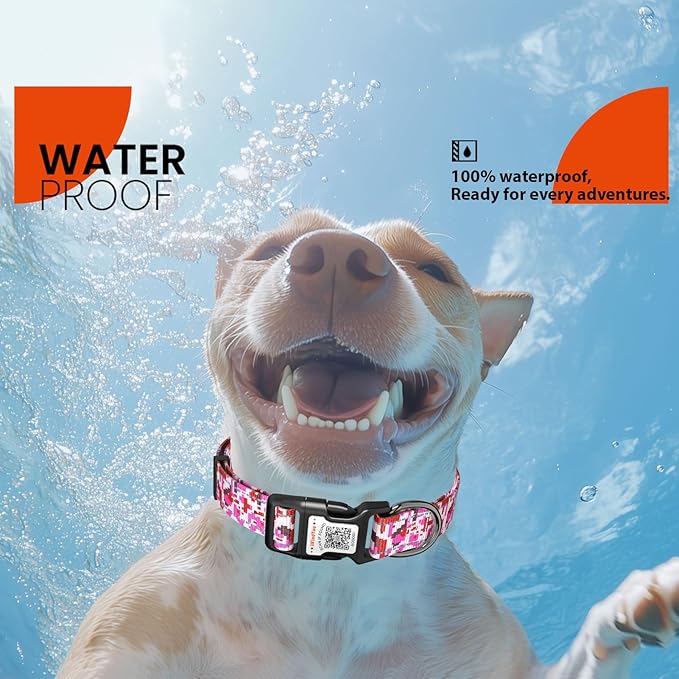 Reflective Dog Collars for Large Dogs Soft Nylon Camo Rose Red Sized L