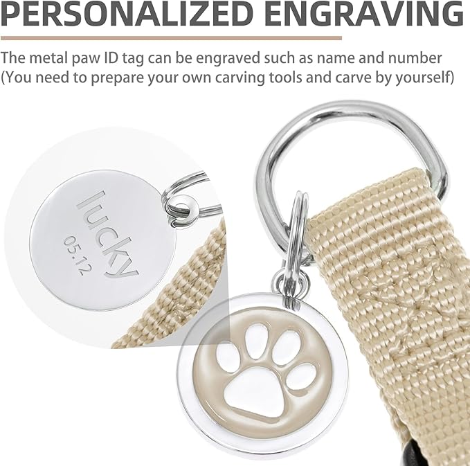 PUPTECK No Pull Dog Harness Soft Adjustable Basic Nylon Step in Puppy Vest Outdoor Walking with ID Tag, Cream, XS