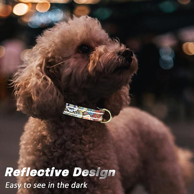 Reflective Dog Collar for Small Dogs, Cute Boho Adjustable Heavy-Duty Nylon Puppy Collar for Boy and Girl Female, Soft Pet Accessories with Quick Release Buckle, Colorful Mandala