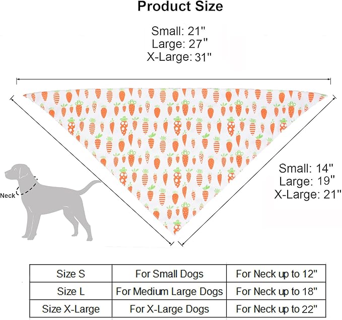 ADOGGYGO Easter Dog Bandana, Multiple Sizes Offered, Reversible Festival Pet Bandana Triangle Dog Scarf for Small Dogs Pets (Small, Easter)