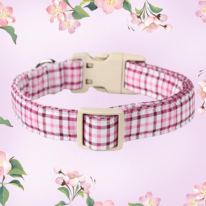 DOGWONG Cotton Dog Collar - Soft Natural Fabric Spring Summer Wedding Puppy Necklace for Small Medium Large Dogs