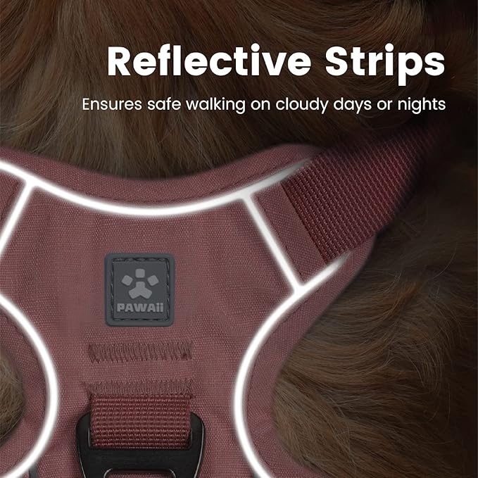 Pawaii No Pull Dog Harness with Pet ID Tag,Reflective Strips No Choke Front O Ring Breathable Mesh Adjustable Soft Padded Pet Vest with Easy Control Handle for Medium Dogs