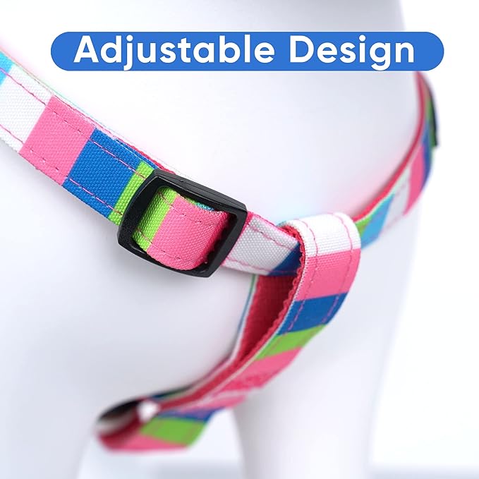 Pawtitas Pet Adjustable Solid Color Step in Puppy/Dog Harness 6 feet Matching Collar and Harness Sold Separately Extra Small Pink/Blue/Teal/Green Multicolor