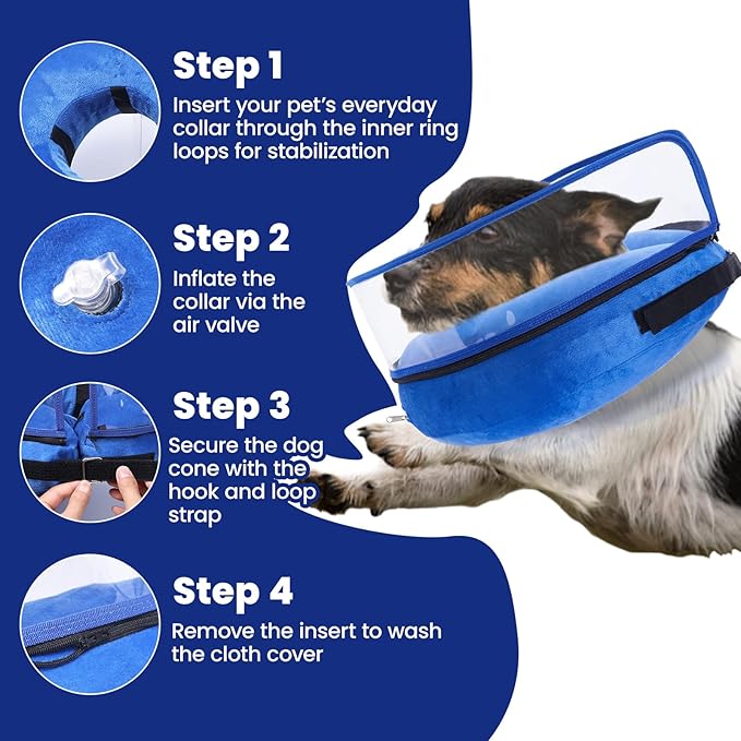 BARKLESS Dog Cone, Inflatable Dog Cone After Surgery for Large Breeds, Soft Surgery Collar with Enhanced Anti-Licking Guard Shield for Pets, Protective Donut Collar