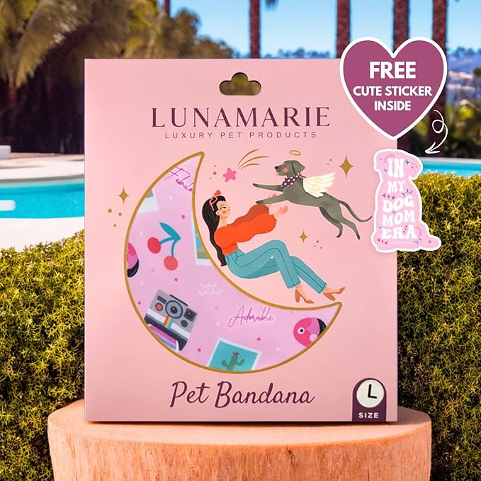 Luxury Pet Birthday Bandanas -Premium & Silky Poly Fabric | 100% Handmade | Custom Shape Dual Layered (Summer Vibes, Medium)