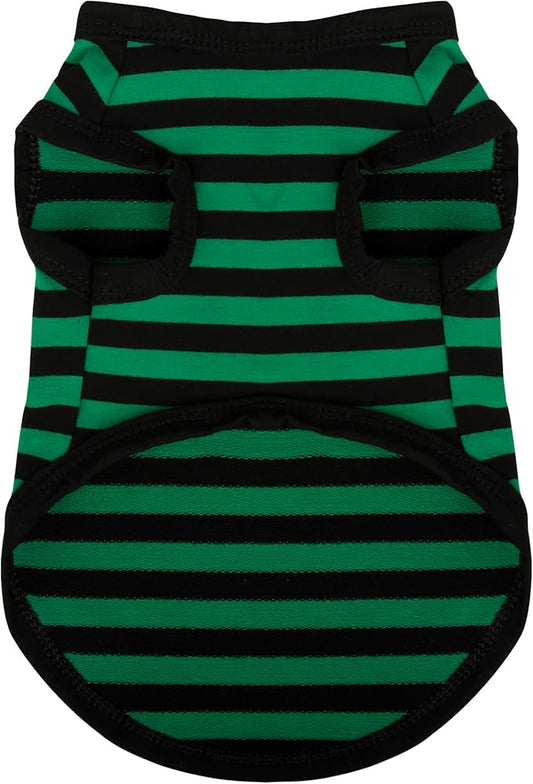 Paiaite Striped Dog Shirt Happy Color Cotton Sleeveless Puppy Shirts Breathable Pet Apparel Tank Top Colorful Puppy Sweatshirt Clothes for Small Medium Dogs Green XXS
