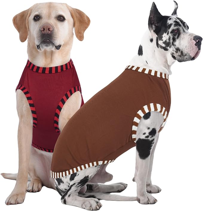 IECOii 2 Pack Extra Large Dog T-Shirt,Breathable & Lightweight Dog Tshirts Vest for Summer Wearing -Fade-Resistant, Easy to Put On – Machine Washable,Fit for Doberman Great Dane,Coffee+DarkRed,4XL
