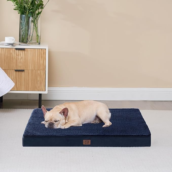 EHEYCIGA Orthopedic Medium Dog Beds for Small Dogs with Removable Washable Cover for Crate, Navy, 30x20