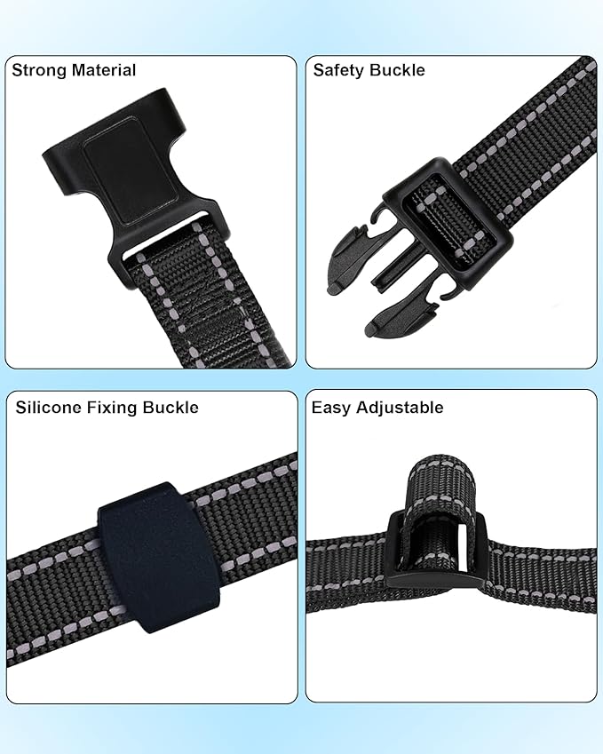 Dog Collar Replacement Strap for Shock, Bark & Training Collars - Adjustable Reflective Nylon Strap, Durable E-Collar Band Compatible with Most Training Receivers (Fits Small, Medium, Large Dogs)