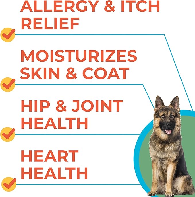 Omega 3 Fish Oil for Dogs (360Ct) - Skin&Coat Chews - Dry & Itchy Skin Relief + Allergy Support - Shiny Coat - EPA&DHA Fatty Acids - Salmon Oil Chews Promotes Heart, Hip & Joint Support