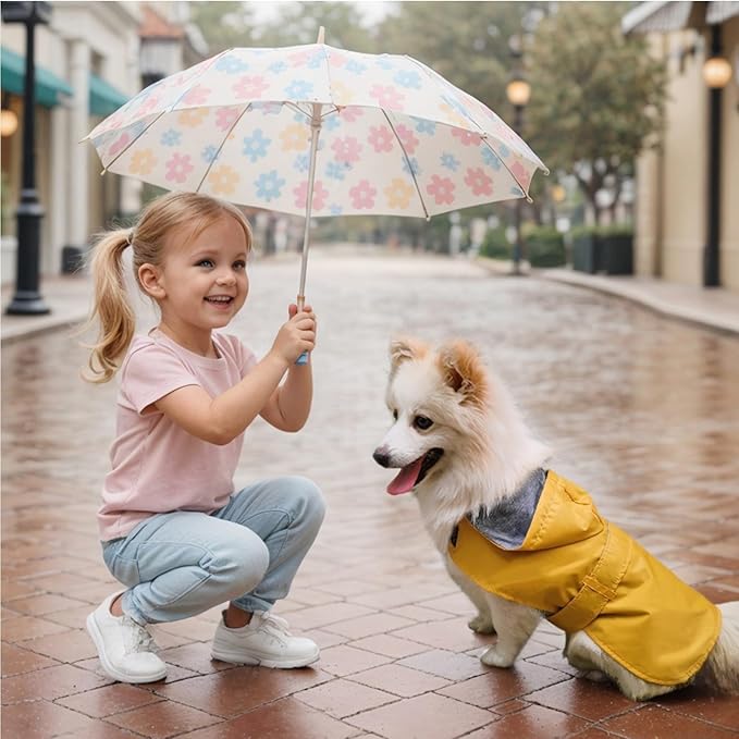 Dog Raincoat Small Dog Rain Jacket Poncho Waterproof Pet Rain Suit Double Layer Cotton Lining Hooded Leash Hole Adjustable Puppy Small Dogs Cats,Yellow,XS