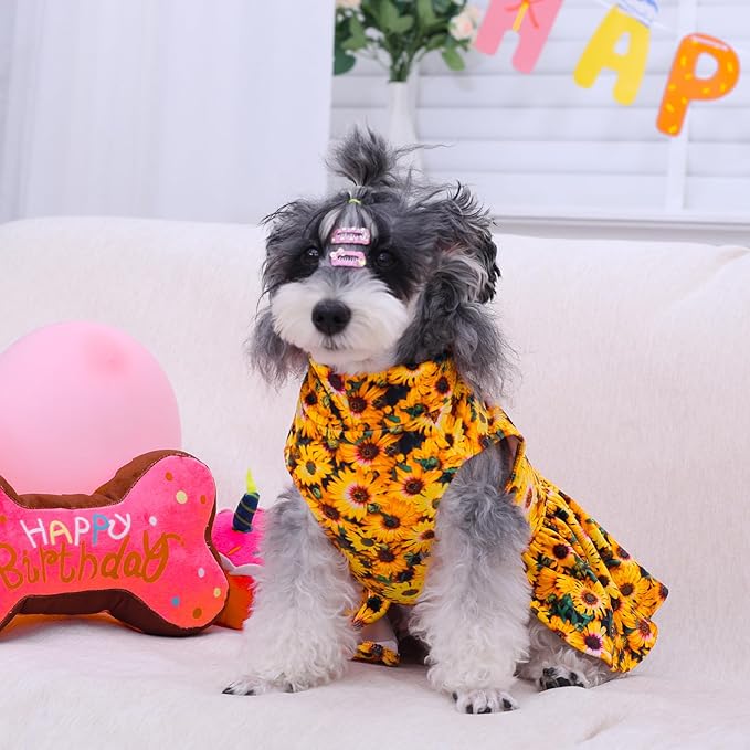 CuteBone Turtleneck Dog Velvet Dress Puppy Skirt Costume Pet Clothes Cat Apparel with Bow Hair Rope for Small Dogs CVD16M