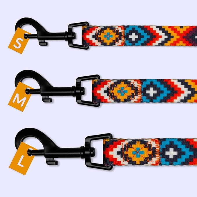 CollarDirect Aztec Dog Leash Nylon Tribal Pattern Cat Pet Leashes for Small Medium Large Dogs Puppy Lead 5 FT Long for Walking (Pattern 3, L, New)
