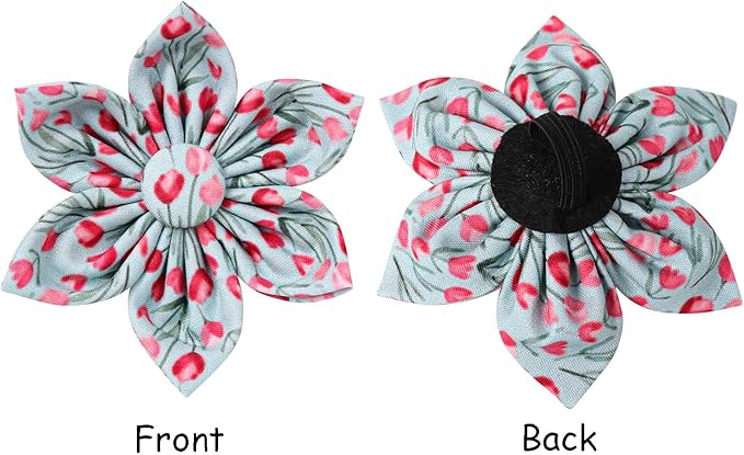 Lionet Paws Design Dogs Collar Cute Adjustable Flower Dog Collars for Girl Female Medium Large Dogs with Tulips XL