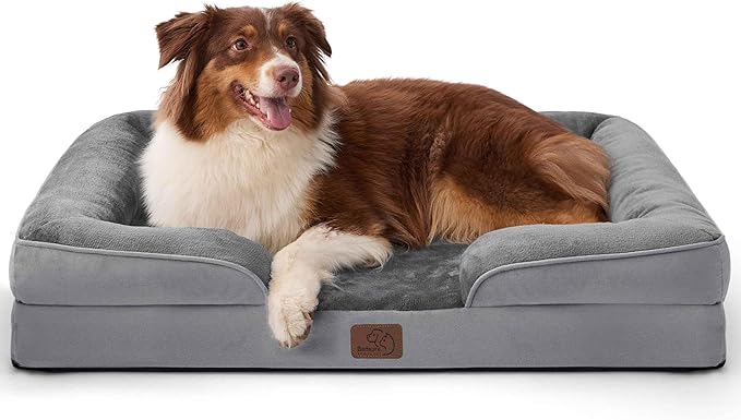 Bedsure Orthopedic Dog Beds Large Sized Dog - Washable Large Dogs Bed Waterproof, Big Comfort Pet Couch with Washable Removable Cover, Supportive Foam Pets Sofa with Nonskid Bottom,Grey