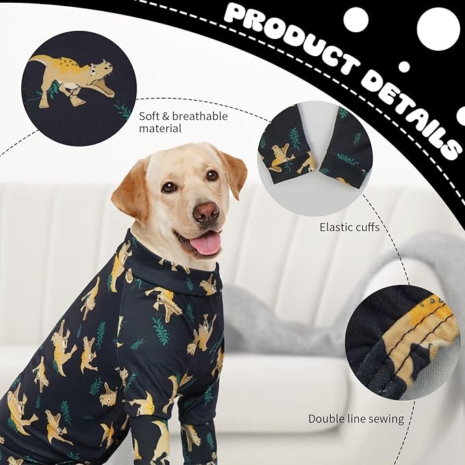 IDOMIK Pajamas, Soft PJs With Zipper, Breathable Shirts for Boys Girls, Apparel Onesie, Recovery Suit for Small Medium Large Dogs, Anxiety Relief Onesies, Darkgray, 2XL