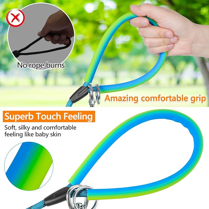Long Dog Leash for Dog Training 10FT/15FT/20FT/30FT/40FT/50FT/100FT Reflective Leash with 2 Hooks, Heavy Duty Dog Lead for Large Medium Small Dogs Outside Walking Camping Yard, Blue 15FT