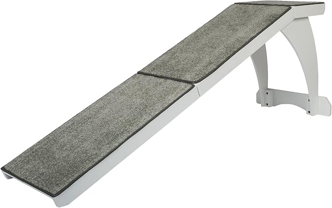 PetSafe CozyUp Wooden Bed Ramp for Cats & Dogs, Furniture-Grade with High-Traction Carpet Surface, White