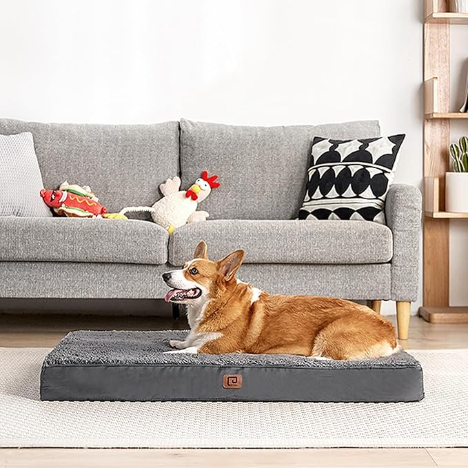 EHEYCIGA Orthopedic Medium Dog Beds for Small Dogs with Removable Washable Cover for Crate, Grey, 30x20
