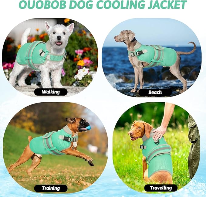 Dog Cooling Vest for Large Dogs,Lightweight Cooling Dog Jacket,Breathable Mesh Dogs Shirt Harness Vest with Adjustable Straps Reflective Stripe for Hot Weather with D-Ring for Beach,Hiking,XXL