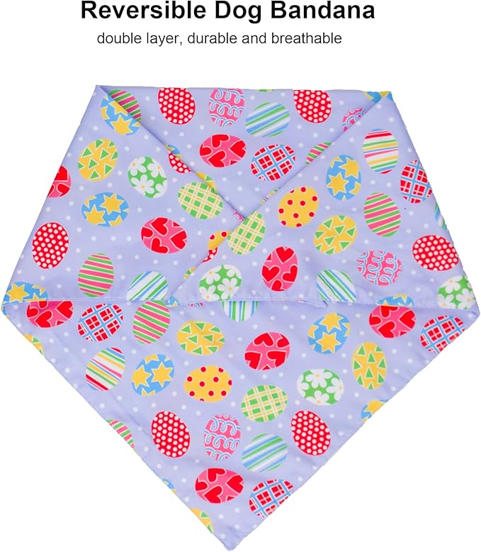 ADOGGYGO Easter Dog Bandana, Multiple Sizes Offered, Reversible Triangle Easter Bandana Scarf for Large X-Large Dogs Pets (X-Large)
