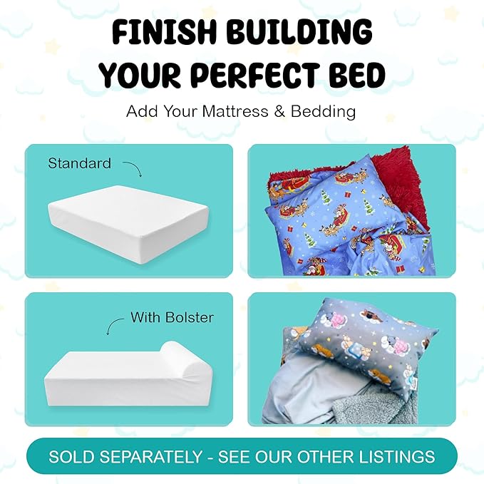 Dog Bed Frame - Wooden Raised Dog Bed Frame ONLY, Human-Style Freestanding Pet Bedside Cosleeper for Dogs & Cats, Wood Bunk Bassinet for Small, Medium & Large Breeds (Medium Profile)