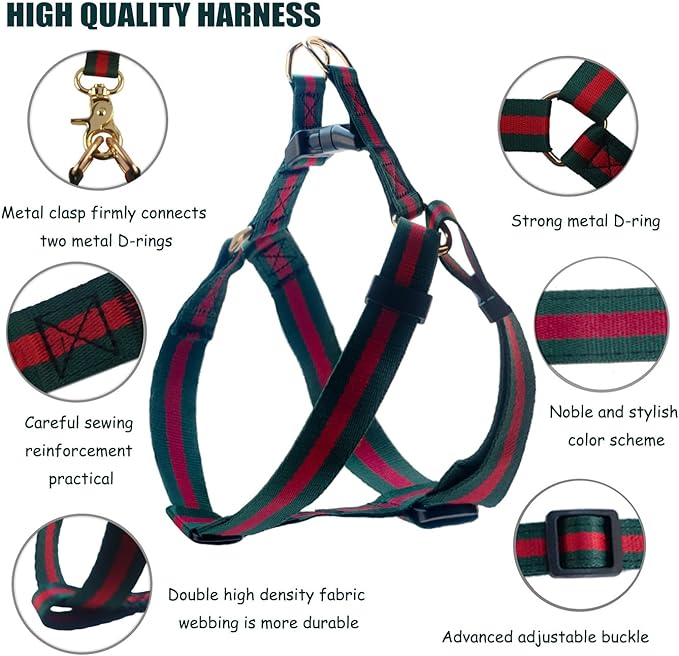 Elegant and Stylish Dog Harness and Leash,Durable Soft Neck and Chest Adjustable Pet Harness,Luxury Dog Harnesses and Dog Leashes Set Packing Gift for Puppy Small Dogs
