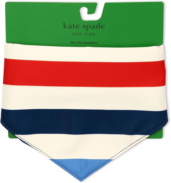 kate spade new york Pet Bandana for Boy or Girl Dogs, Lightweight Bandana for Dog, Cute Dog Scarf for Medium or Large Pets, Adventure Stripe