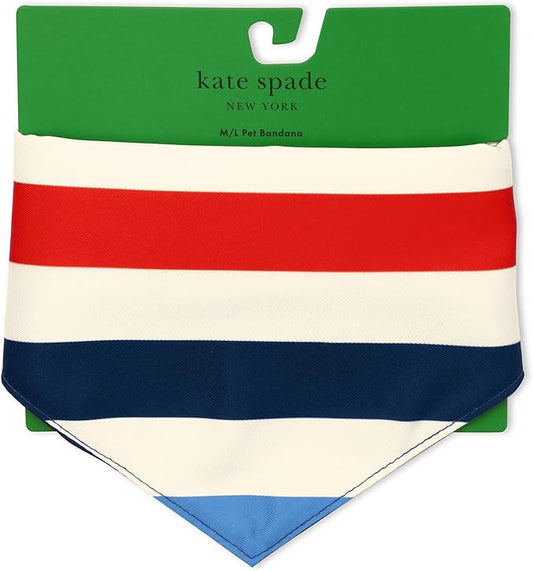 kate spade new york Pet Bandana for Boy or Girl Dogs, Lightweight Bandana for Dog, Cute Dog Scarf for Medium or Large Pets, Adventure Stripe