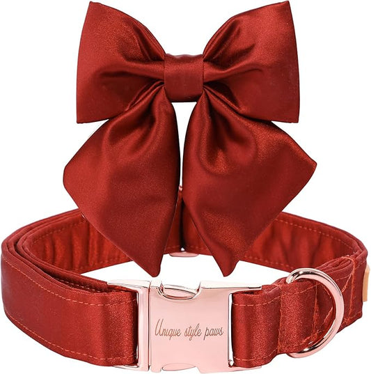 Unique style paws Silk Halloween Dog Collar Adjustable Durable Dog Collar with Bow Holiday Bowtie Collar for X-Large Dogs