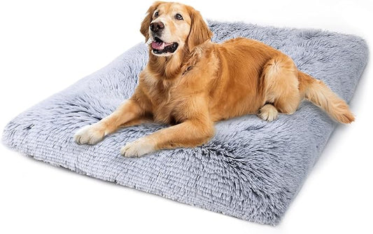 Vonabem Large Dog Bed Crate Pad 36 inch, Washable Pet Crate Beds Large Medium Small Sized Dogs, Deluxe Plush Anti-Slip Dog Mats for Sleeping, Soft Kennel Pad 35 * 23 inch Grey