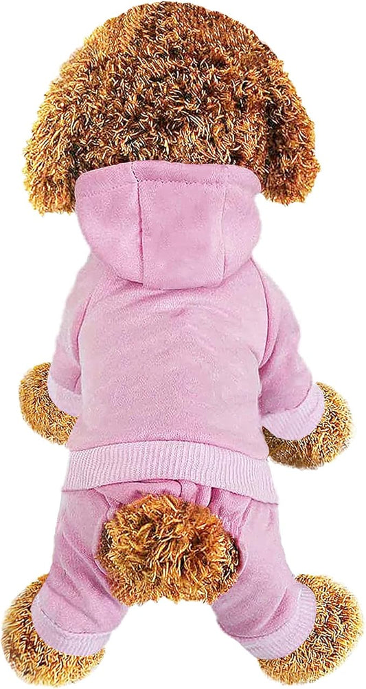 Dog Hoodie, Pet Jumpsuit Fleece Sweatshirt with Buttons, Dog Clothes, Dog Cold Weather Coats, Dog Pajamas, Winter Warm Cotton Puppy Hoodie 4 Legs Dog Clothes for Small Medium Large Dogs Cats Boy Girl