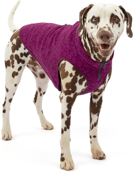 Kurgo Core Dog Sweater, Knit Dog Sweater with Fleece Lining, Cold Weather Pet Jacket, Zipper Opening for Harness, Adjustable Neck, Year-Round Sweater for Large Dogs (Heather Purple, Large)