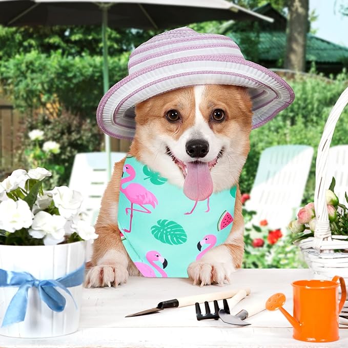Frienda 20 Pcs Summer Spring Dog Bandanas Hawaiian Style Washable Triangle Pet Bibs Assortment Puppy Kerchief Accessories for Small Medium Pets Dogs Cats(X-Large)
