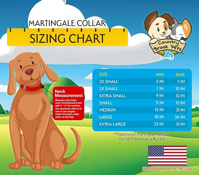 Country Brook Petz Martingale Dog Collar - Heavy-Duty Training Collar with No Buckle - Service Dog Collar for All Pups - Vibrant, Colorful Collection (Red, 3/4 Inch, Small)