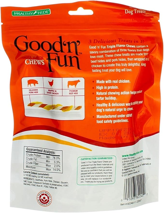 Good 'n' Fun Triple Flavor Chews, Twists by Healthy Hide (Pack of 3)